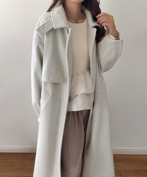 LAUIR(ラウアー)の「バルーン袖スタンドカラーロングコート(ステンカラーコート・レディース・ブラック/アイボリー/チャコール・SMALL/X-LARGE/LARGE/MEDIUM)」の12枚目の写真