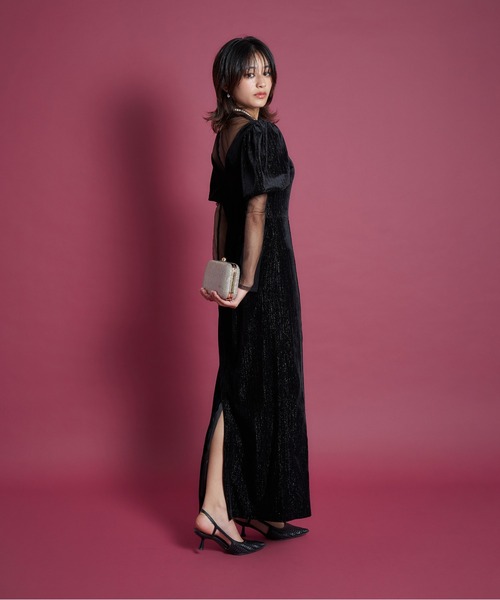 My shawty(マイシャウティー)の「lame velvet dress(ドレス・レディース・ブラック/ネイビー/レッド・SMALL/MEDIUM)」の5枚目の写真