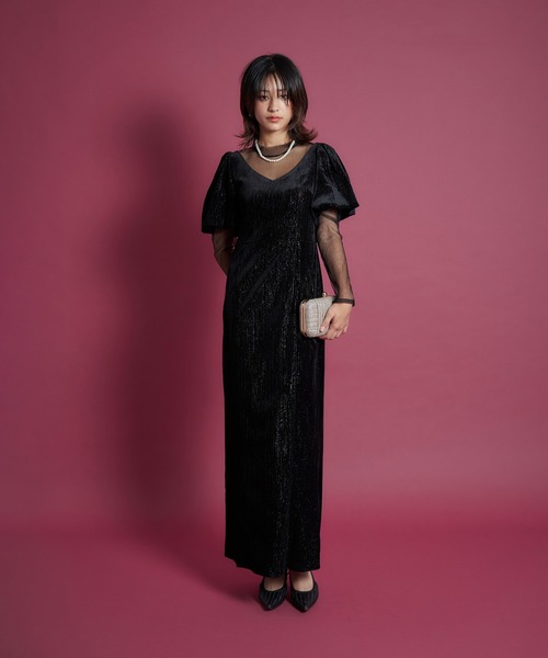 My shawty(マイシャウティー)の「lame velvet dress(ドレス・レディース・ブラック/ネイビー/レッド・SMALL/MEDIUM)」の7枚目の写真