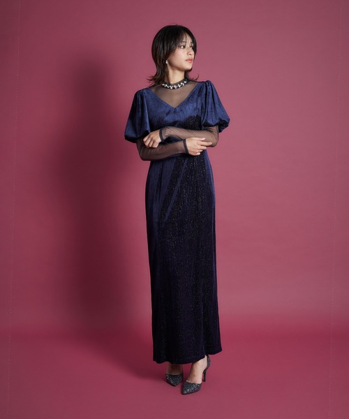 My shawty(マイシャウティー)の「lame velvet dress(ドレス・レディース・ブラック/ネイビー/レッド・SMALL/MEDIUM)」の9枚目の写真