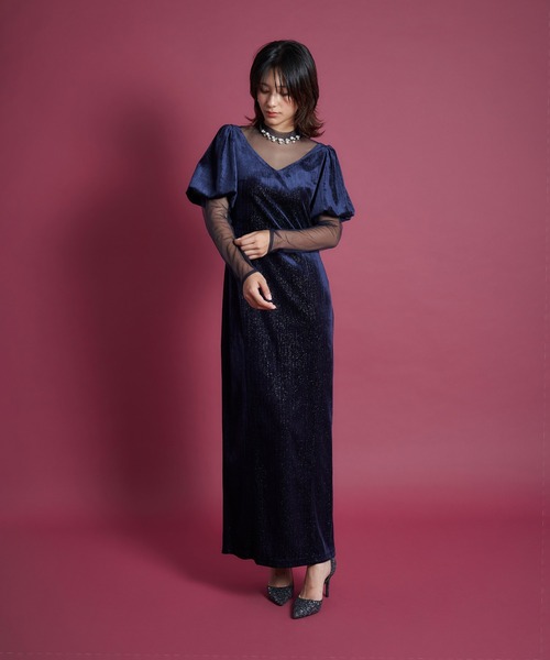 My shawty(マイシャウティー)の「lame velvet dress(ドレス・レディース・ブラック/ネイビー/レッド・SMALL/MEDIUM)」の12枚目の写真