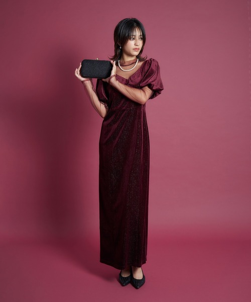 My shawty(マイシャウティー)の「lame velvet dress(ドレス・レディース・ブラック/ネイビー/レッド・SMALL/MEDIUM)」の16枚目の写真
