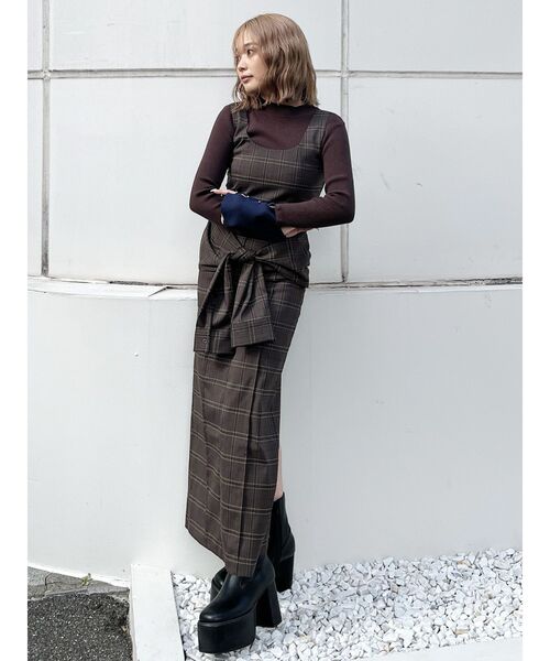 MURUA(ムルーア)の「【YUKKOコラボ】2WAYシャツライクジャンスカ(ジャンパースカート・レディース・グレー/ブラウン・1/2)」の16枚目の写真
