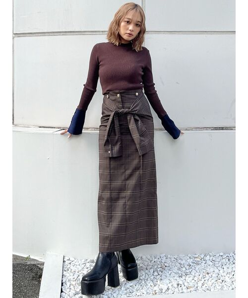MURUA(ムルーア)の「【YUKKOコラボ】2WAYシャツライクジャンスカ(ジャンパースカート・レディース・グレー/ブラウン・1/2)」の21枚目の写真