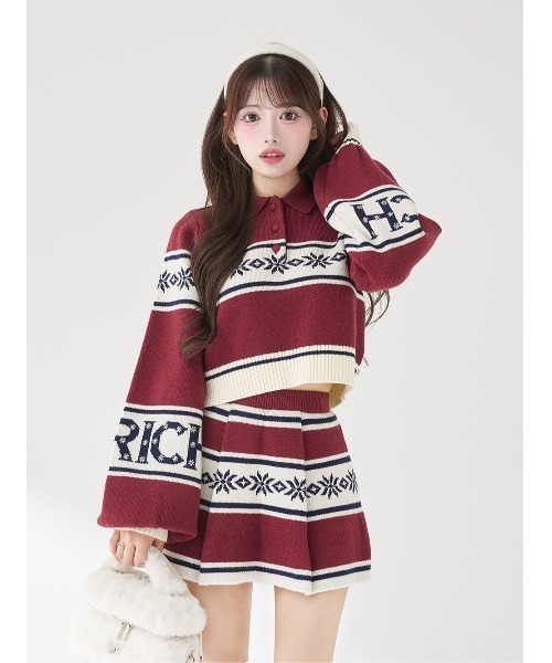 新品未開封　ダーリッチ　スノーパターンラメニットセットアップ　darich F スノーパターンラメニットセットアップ – Darich (ダーリッチ)