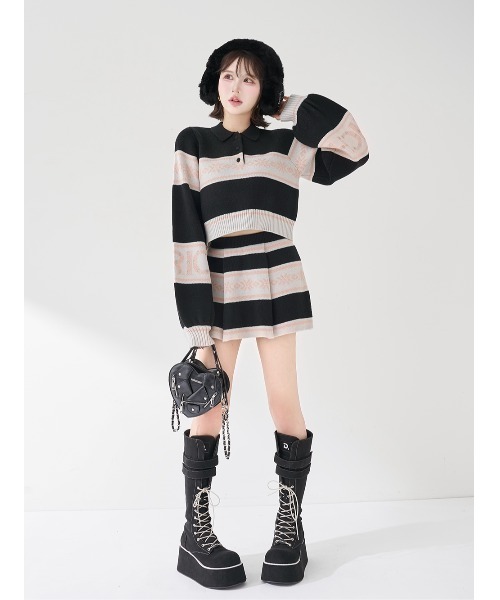 Darich（ダーリッチ）の「スノーパターンラメニットセットアップ