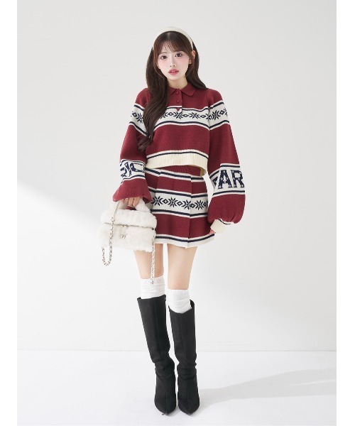 Darich（ダーリッチ）の「スノーパターンラメニットセットアップ