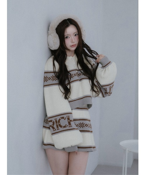 ダーリッチ　スノーパターンラメニットセットアップ　F-L スノーパターンラメニットセットアップ – Darich (ダーリッチ)