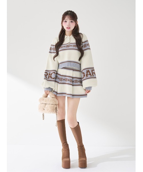 スノーパターンラメニットセットアップ（セットアップ）｜Darich