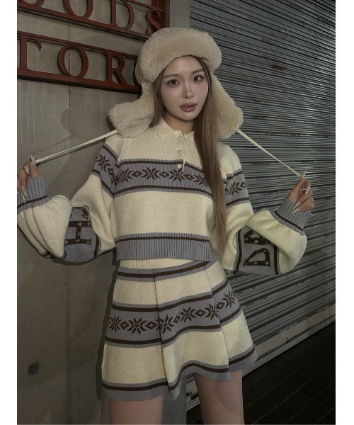 新品未開封　ダーリッチ　スノーパターンラメニットセットアップ　darich F スノーパターンラメニットセットアップ（セットアップ）｜Darich