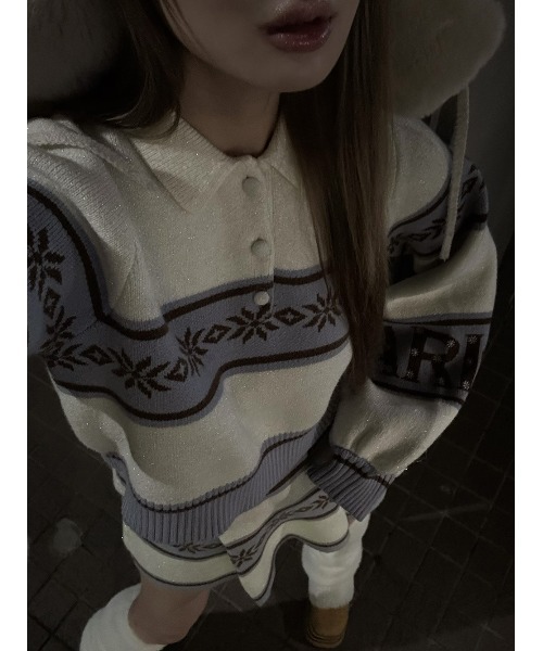 新品未開封　ダーリッチ　スノーパターンラメニットセットアップ　darich F スノーパターンラメニットセットアップ（セットアップ）｜Darich