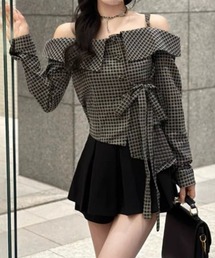 SPIGA | ﾁｪｯｸ柄ｵﾌｼｮﾙﾌﾞﾗｳｽ(シャツ/ブラウス)