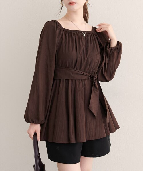 natural couture（ナチュラルクチュール）の「マルチWAYカシュクールリボンブラウス（シャツ/ブラウス・レディース・ボルドー/ブラウン/ブラック/オフホワイト・FREE）」の3枚目の写真