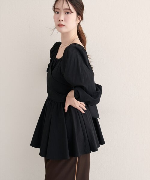 natural couture（ナチュラルクチュール）の「マルチWAYカシュクールリボンブラウス（シャツ/ブラウス・レディース・ボルドー/ブラウン/ブラック/オフホワイト・FREE）」の2枚目の写真