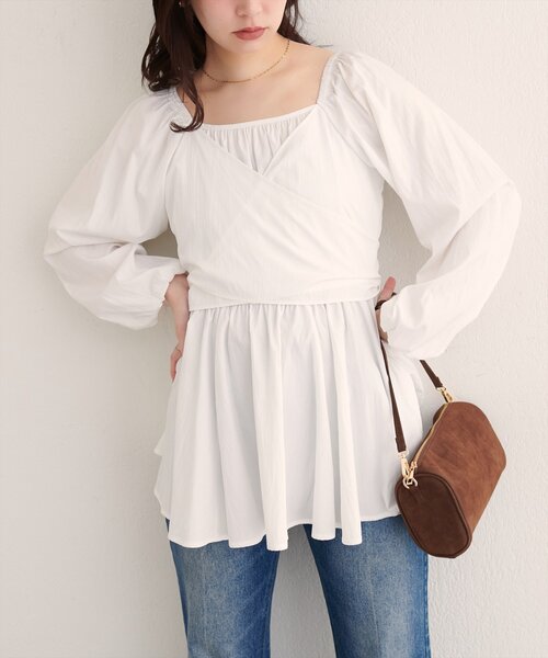 natural couture（ナチュラルクチュール）の「マルチWAYカシュクールリボンブラウス（シャツ/ブラウス・レディース・ボルドー/ブラウン/ブラック/オフホワイト・FREE）」の5枚目の写真