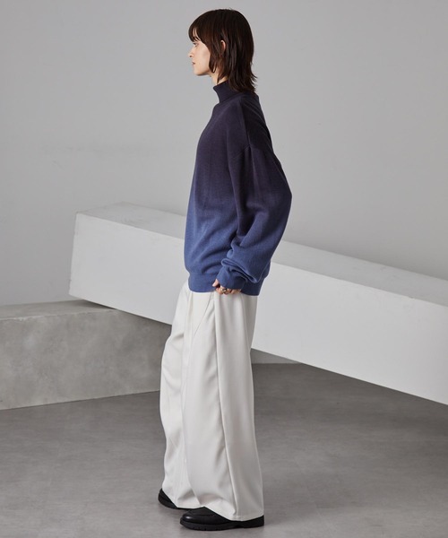 ミラノリブ バイカラーグラデーション オーバーサイズ タートルニット