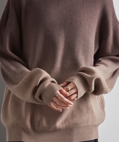 ミラノリブ バイカラーグラデーション オーバーサイズ タートルニット