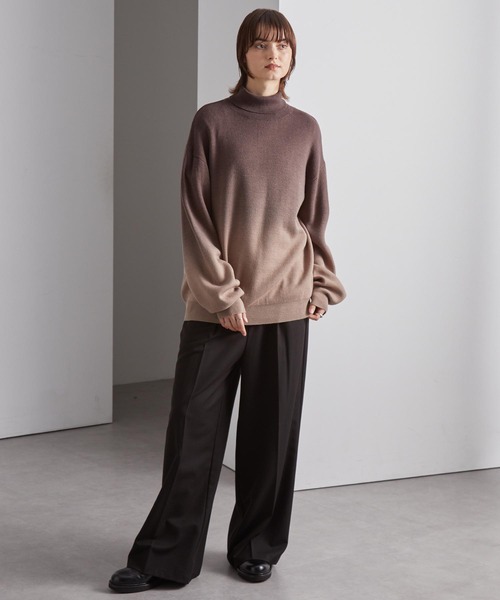 ミラノリブ バイカラーグラデーション オーバーサイズ タートルニット