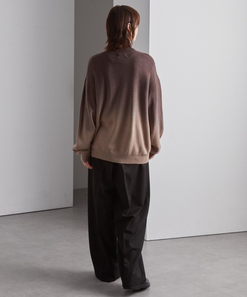 ミラノリブ バイカラーグラデーション オーバーサイズ タートルニット