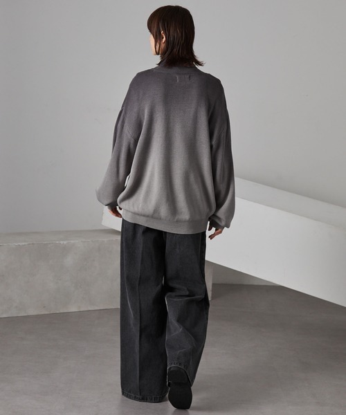 ミラノリブ バイカラーグラデーション オーバーサイズ タートルニット