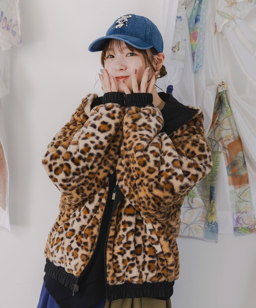 ScoLar 153647：キノコ×レオパード柄リバーシブルブルゾン 153647：キノコ×レオパード柄リバーシブルブルゾン（ブルゾン