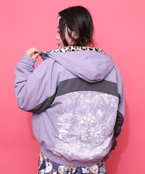 153647：キノコ×レオパード柄リバーシブルブルゾン（ブルゾン