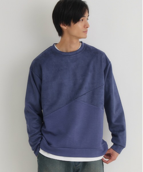 BACK NUMBER(バックナンバー)の「BACK NUMBER(バックナンバー)【メンズ】フェイクスエード切替クルートレーナー(スウェット・メンズ・ダークグレー/ライトグレー/ブルー・M/L/XL)」の1枚目の写真