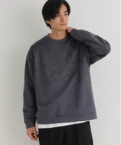 BACK NUMBER(バックナンバー)の「BACK NUMBER(バックナンバー)【メンズ】フェイクスエード切替クルートレーナー(スウェット・メンズ・ダークグレー/ライトグレー/ブルー・M/L/XL)」の3枚目の写真