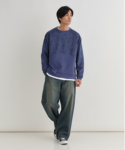 BACK NUMBER(バックナンバー)の「BACK NUMBER(バックナンバー)【メンズ】フェイクスエード切替クルートレーナー(スウェット・メンズ・ダークグレー/ライトグレー/ブルー・M/L/XL)」の14枚目の写真