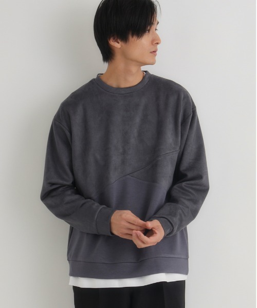 BACK NUMBER(バックナンバー)の「BACK NUMBER(バックナンバー)【メンズ】フェイクスエード切替クルートレーナー(スウェット・メンズ・ダークグレー/ライトグレー/ブルー・M/L/XL)」の20枚目の写真
