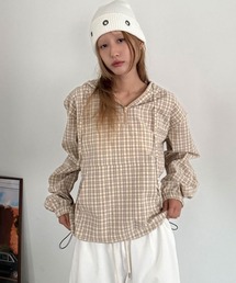 4INT.（フォイント）の「【UNISEX】ヴィンテージ チェック ストリング フード付き アノラックパーカー（パーカー）」