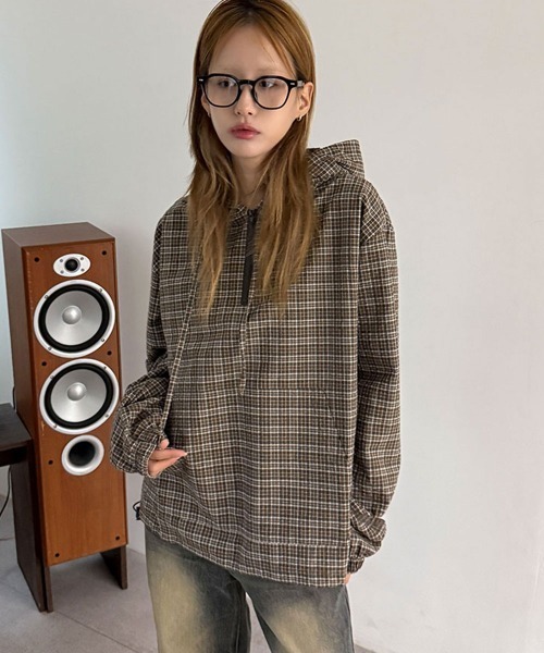 セール】【UNISEX】ヴィンテージ チェック ストリング フード付き