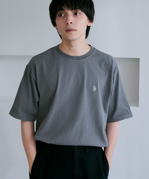U.S. POLO ASSN.（ユーエスポロアッスン）の「【U.S. POLO ASSN.】ピグメント加工 ワンポイント 半袖 Tシャツ（Tシャツ/カットソー・メンズ・スミクロ/アイボリー/ダークブルー・L/M）」の7枚目の写真