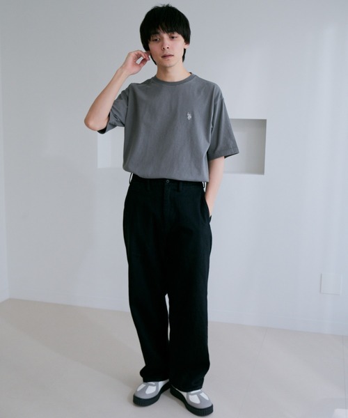 U.S. POLO ASSN.（ユーエスポロアッスン）の「【U.S. POLO ASSN.】ピグメント加工 ワンポイント 半袖 Tシャツ（Tシャツ/カットソー・メンズ・スミクロ/アイボリー/ダークブルー・L/M）」の15枚目の写真