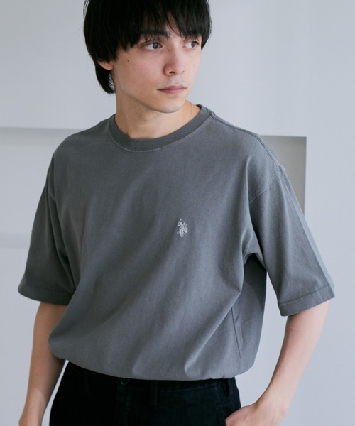 U.S. POLO ASSN.（ユーエスポロアッスン）の「【U.S. POLO ASSN.】ピグメント加工 ワンポイント 半袖 Tシャツ（Tシャツ/カットソー・メンズ・スミクロ/アイボリー/ダークブルー・L/M）」の9枚目の写真