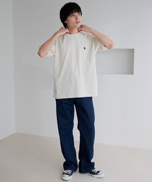 U.S. POLO ASSN.（ユーエスポロアッスン）の「【U.S. POLO ASSN.】ピグメント加工 ワンポイント 半袖 Tシャツ（Tシャツ/カットソー・メンズ・スミクロ/アイボリー/ダークブルー・L/M）」の4枚目の写真