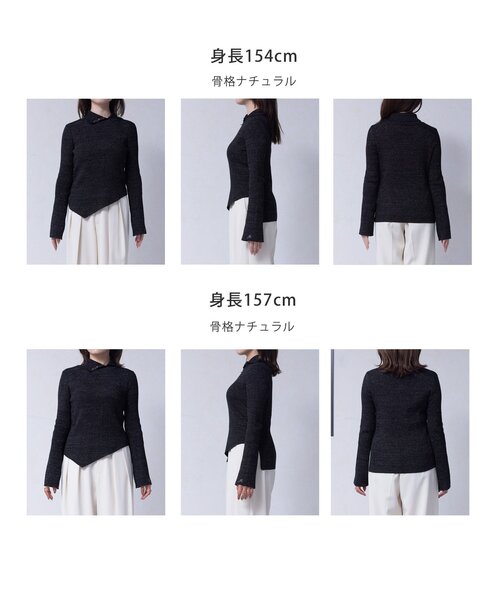 Thevon（ゼボン）の「【Mayu企画】2wayラメタートルニットプルオーバー（ニット/セーター・レディース・アイボリー/ブラック・FREE）」の6枚目の写真