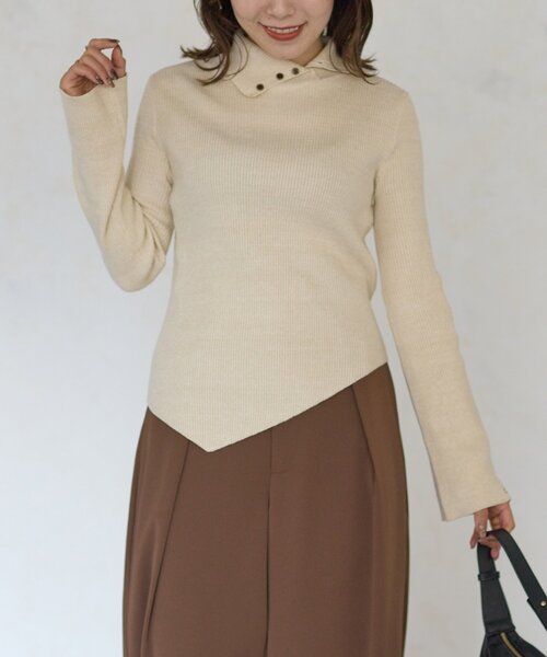 Thevon（ゼボン）の「【Mayu企画】2wayラメタートルニットプルオーバー（ニット/セーター・レディース・アイボリー/ブラック・FREE）」の8枚目の写真
