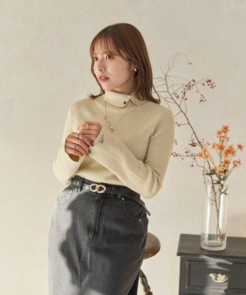 Thevon（ゼボン）の「【Mayu企画】2wayラメタートルニットプルオーバー（ニット/セーター・レディース・アイボリー/ブラック・FREE）」の12枚目の写真