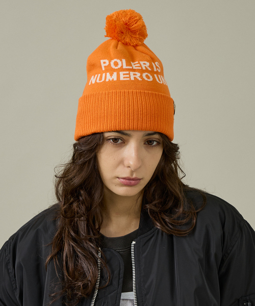 POLeR（ポーラー）の「【POLER / ポーラー】POM BEANIE / ポン ビーニー /ユニセックス（ニットキャップ/ビーニー・メンズ・ブラック/オレンジ/ネイビー・フリー）」の3枚目の写真