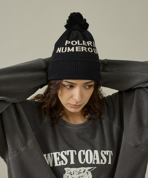 POLeR（ポーラー）の「【POLER / ポーラー】POM BEANIE / ポン ビーニー /ユニセックス（ニットキャップ/ビーニー・メンズ・ブラック/オレンジ/ネイビー・フリー）」の5枚目の写真