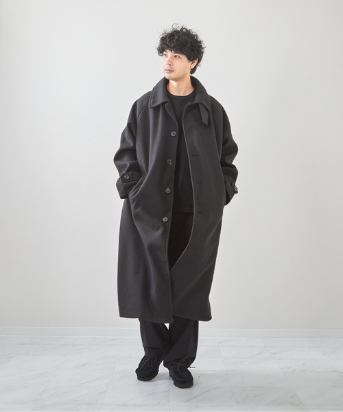 VIBGYOR(ヴィブジョー)の「フェイクメルトンルーズステンコート(CN)(ステンカラーコート・メンズ・ベージュ/チャコールグレー/ブラック・X-LARGE/LARGE/MEDIUM)」の2枚目の写真