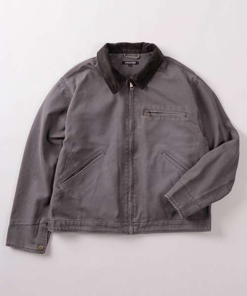 SlashDate(スラッシュデイト)の「【82】ウォッシュ加工 襟コーデュロイ ヴィンテージ ダックブルゾン(ブルゾン・メンズ・チャコールグレー/ブルー/ブラック/キャメル・M/L)」の2枚目の写真