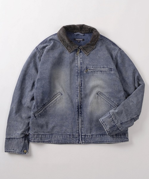 SlashDate(スラッシュデイト)の「【82】ウォッシュ加工 襟コーデュロイ ヴィンテージ ダックブルゾン(ブルゾン・メンズ・チャコールグレー/ブルー/ブラック/キャメル・M/L)」の3枚目の写真