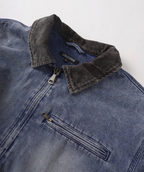 SlashDate(スラッシュデイト)の「【82】ウォッシュ加工 襟コーデュロイ ヴィンテージ ダックブルゾン(ブルゾン・メンズ・チャコールグレー/ブルー/ブラック/キャメル・M/L)」の6枚目の写真