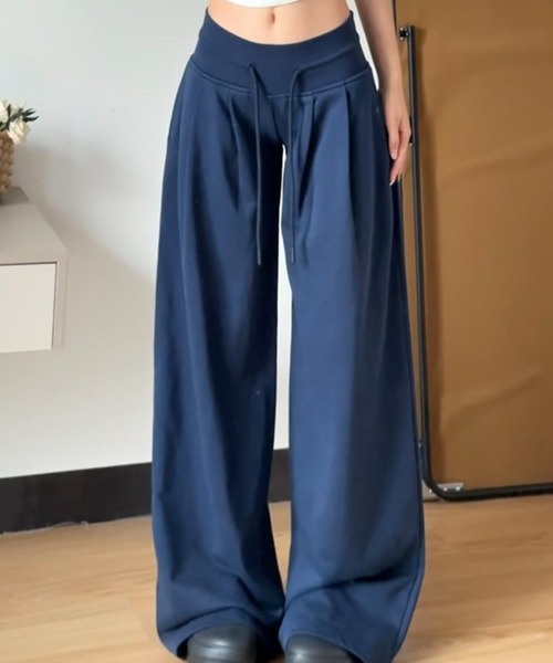GEMEDA(ジェメダ)の「ワイドスウェットパンツ(スウェットパンツ・レディース・ダークベージュ/ネイビー・M)」の2枚目の写真
