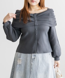 CLETTEオリジナルフロントボタンオフショル風長袖ニット
