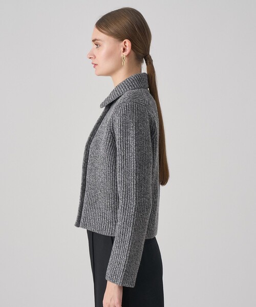 【美品】ANAYI アナイ カーディガン　グレー　シンプル　毛100%　38 ANAYI（アナイ） カーディガン ステップビジューVネックカーディガン