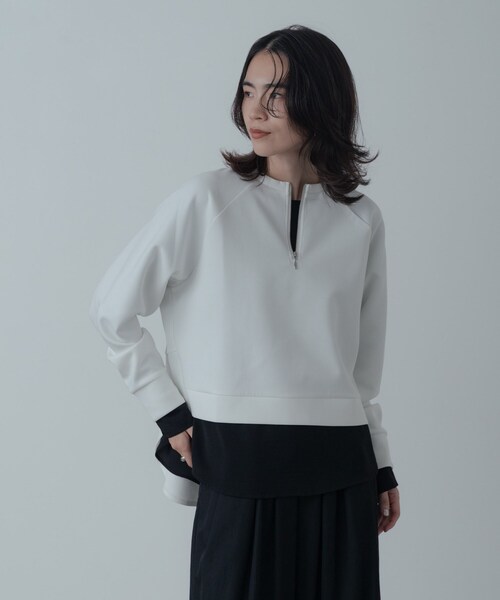 GALLEST（ギャレスト）の「フォルムダンボールトップス（Tシャツ/カットソー・レディース・ホワイト/ブラウン系/ダークグレー・38）」の2枚目の写真
