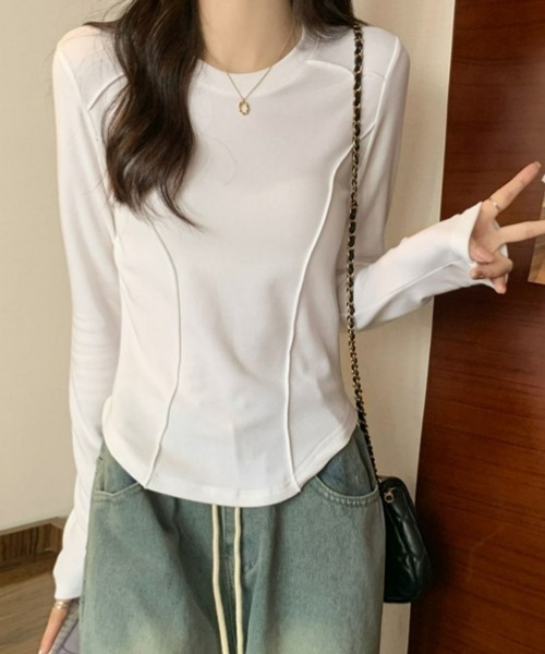 gossip!ロサンゼルス(ゴシップロサンゼルス)の「【Y2Kガーリー】裏起毛長袖Tシャツ(秋冬新作)(Tシャツ/カットソー・レディース・ブラック/ライトグレー/ホワイト/ダークグレー・FREE)」の15枚目の写真